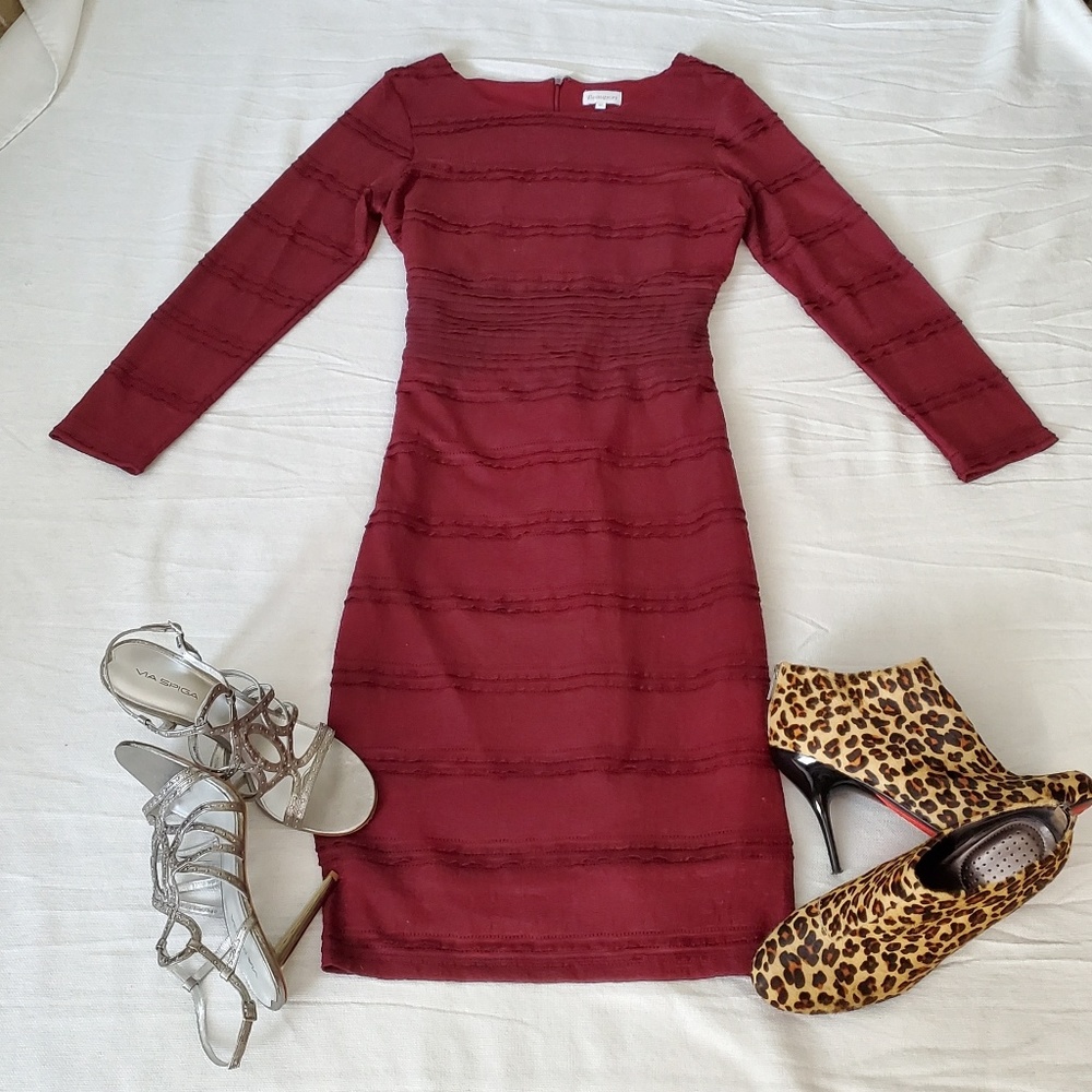 Beauport Klaire Textured Burgundy Knit Dress (M)